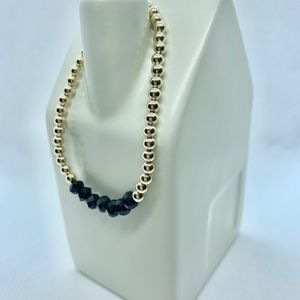 14k gold filled bead bracelet w/ black accent